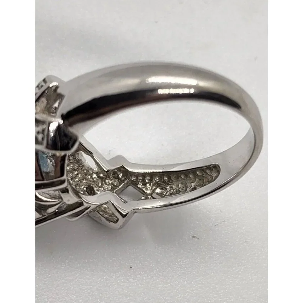 925 STERLING SILVER WITH TOPAZ & DIAMONDS RING SIZE 7